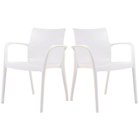 Rainbow Outdoor Pedro Set of 2 Stackable Armchair-White RBO-PEDRO-WHT-AC-SET2